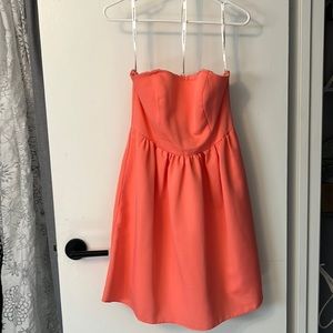 David’s Bridal coral strapless dress, size 8